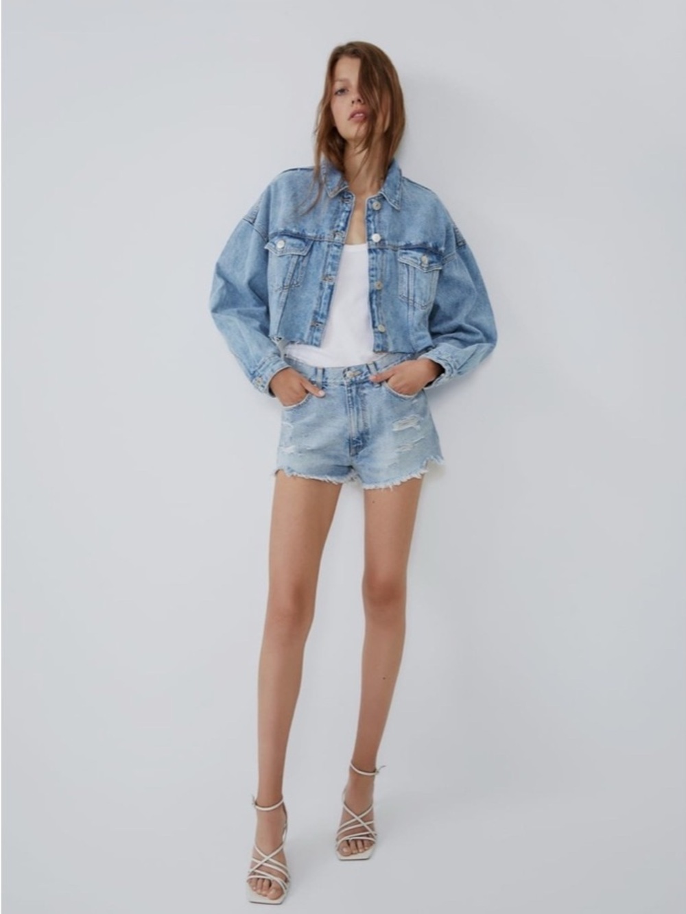 Zara Light Blue Oversized Denim Jacket
